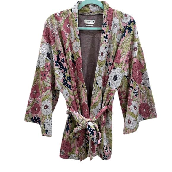 Anthropologie Reserved Kimono Knit Sash Floral Cardigan - Picture 4 of 7